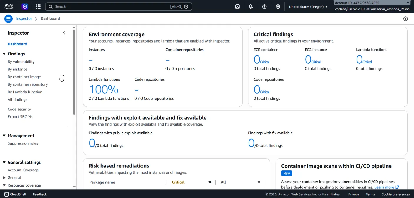 Amazon Inspector Console