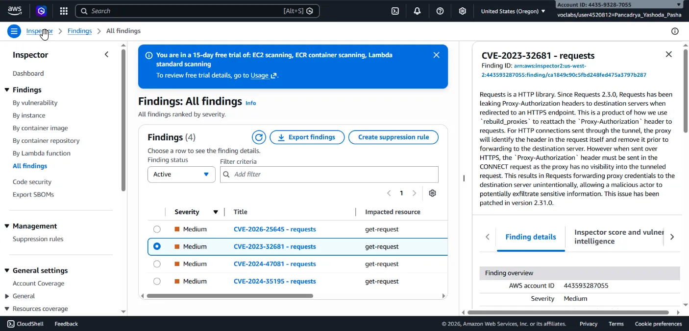 Amazon Inspector Console 2