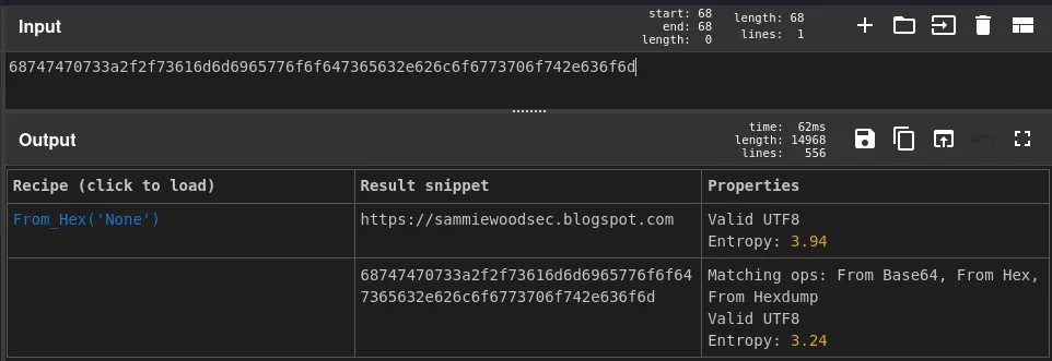 CyberChef Hex Decoding