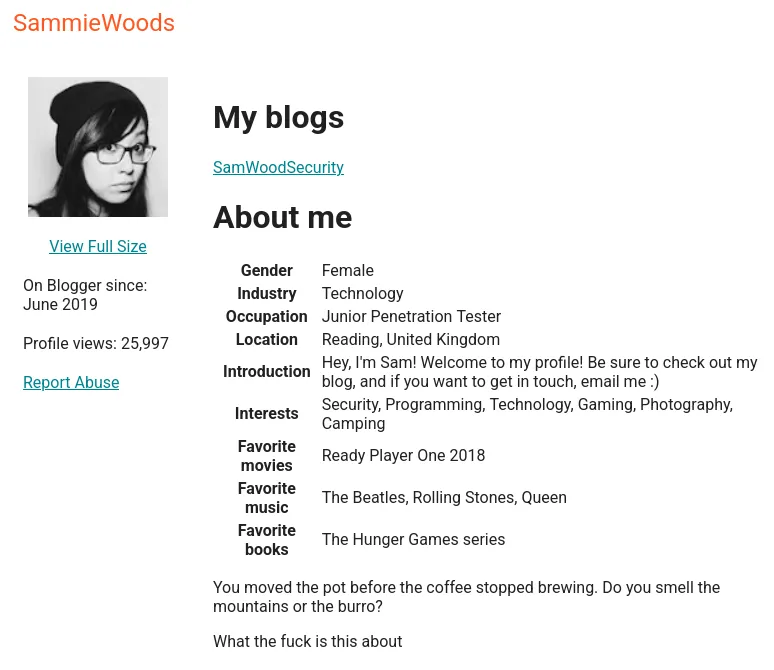 Blogger Full Profile Extraction
