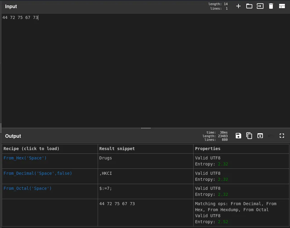 CyberChef Hex Decoding