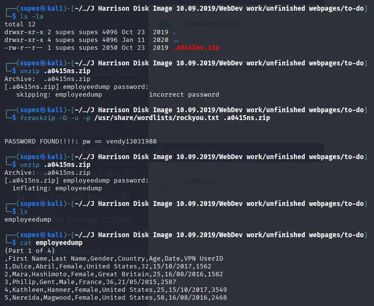 Hidden File & Fcrackzip Cracking