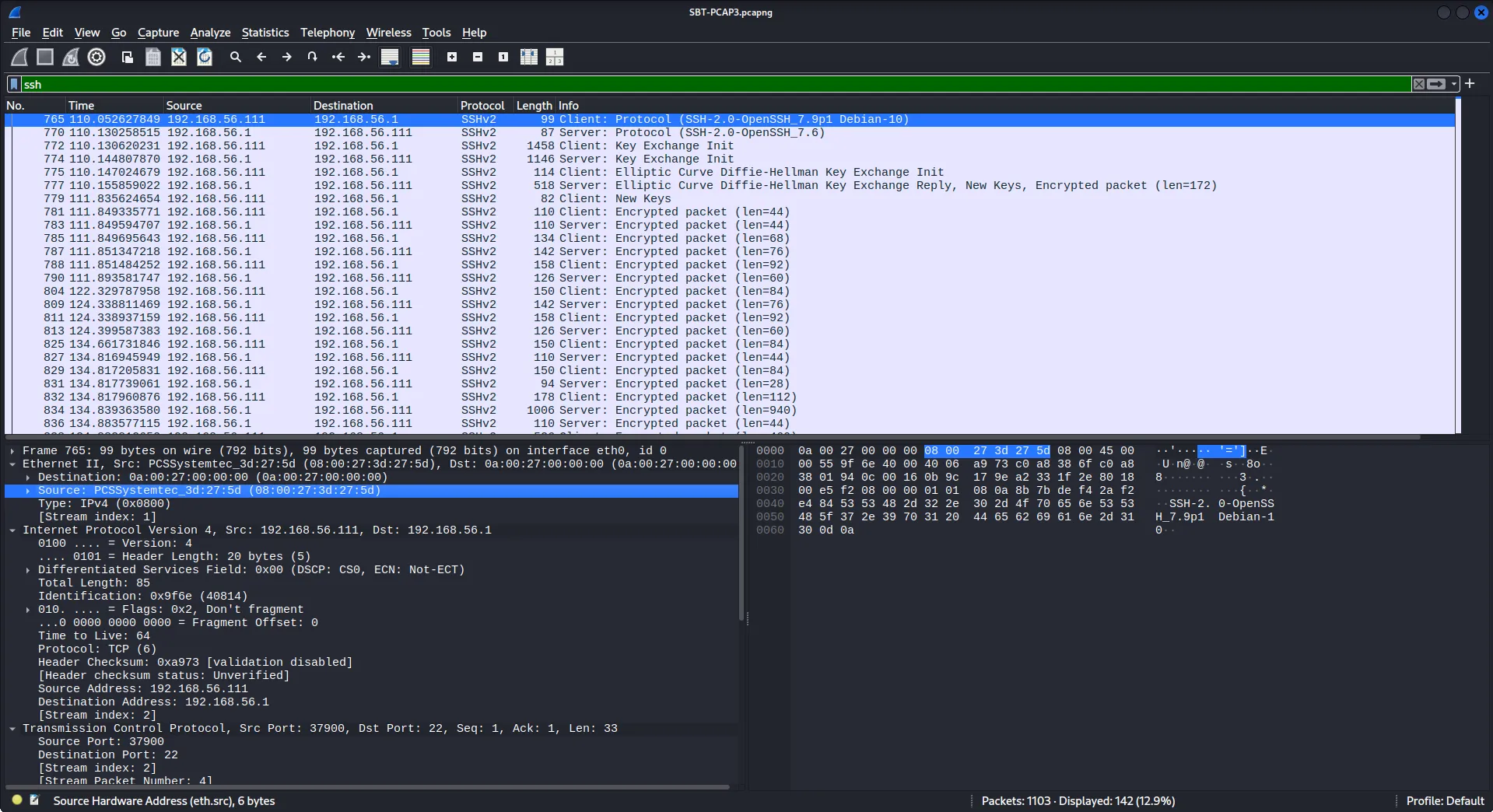 Wireshark Ethernet Frame - Attacker MAC Address