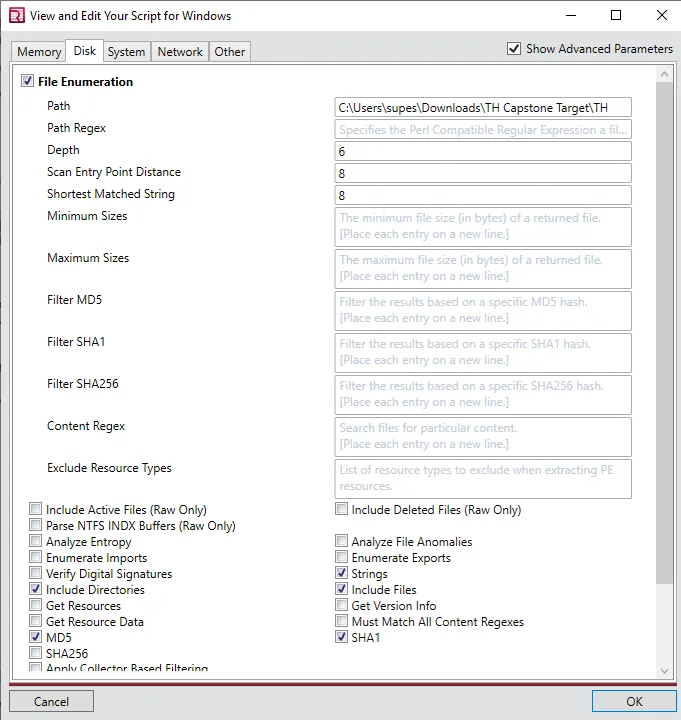 Mandiant Redline Script Editing