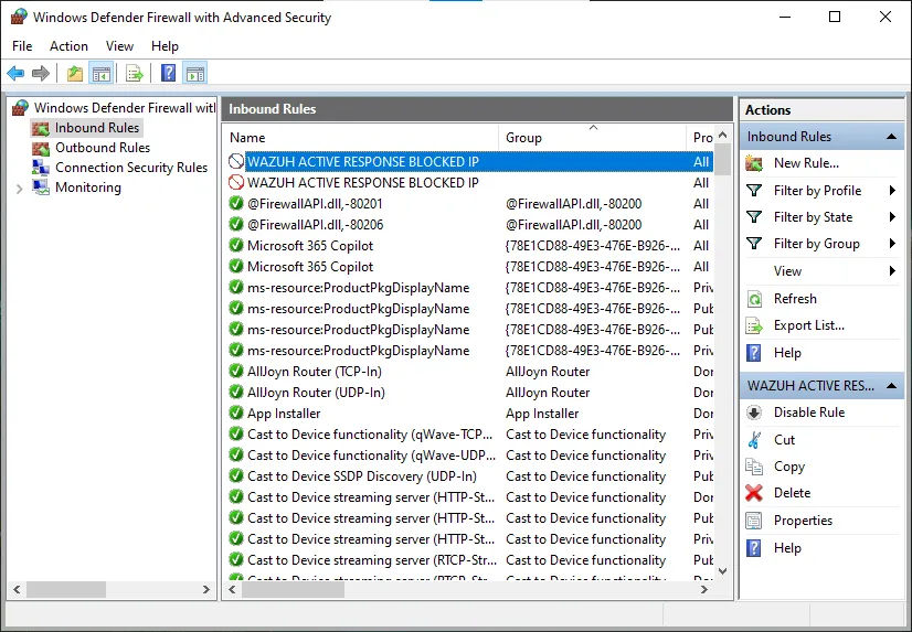 Windows Firewall Blocking Rule