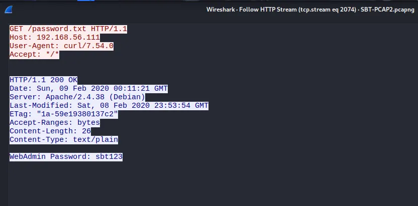 Wireshark Follow TCP Stream - Cleartext Password